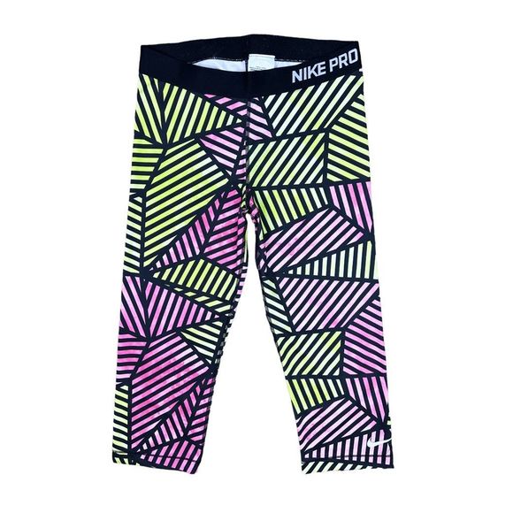 Nike Dri-Fit Pro Web Fade Training Capris - Pink / Volt - Size Large - Picture 2 of 9